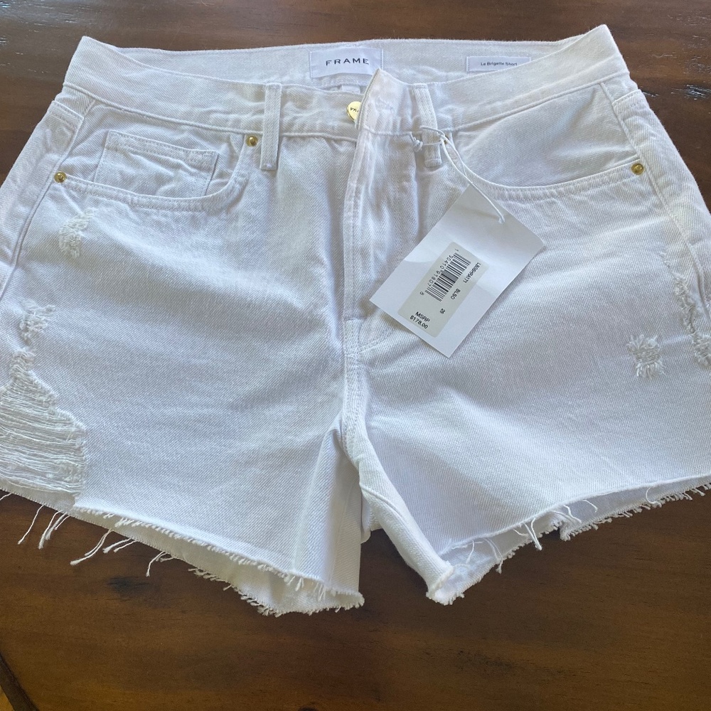 Frame Le Brigette Shorts - White Denim